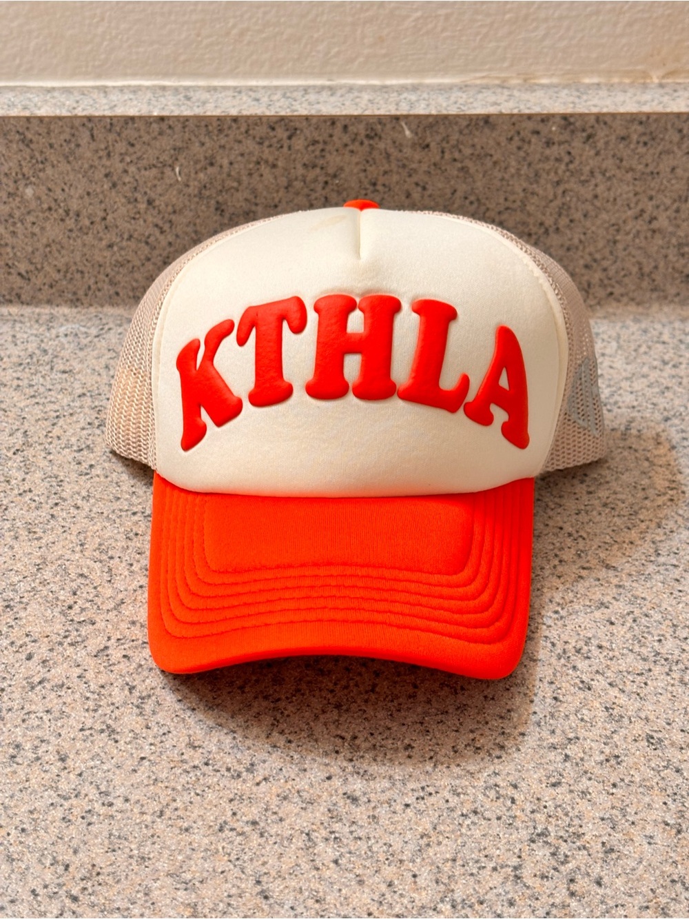 KTHLA: Red and Cream Mesh Trucker Hat